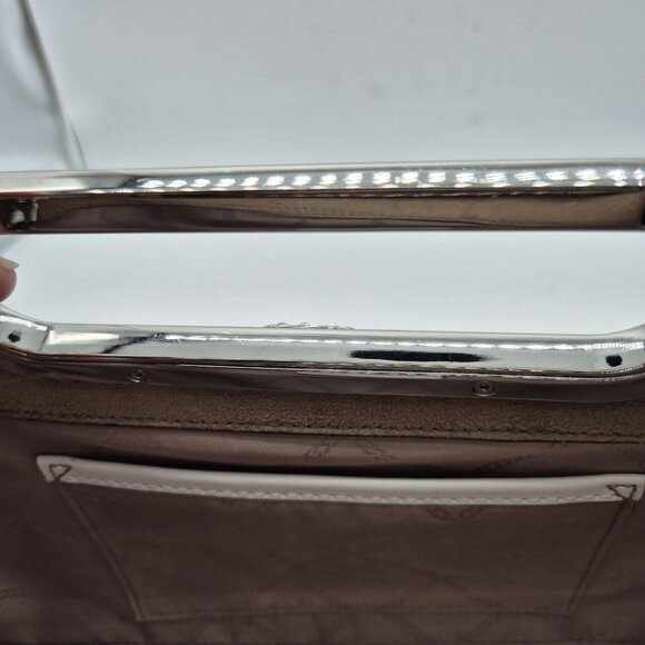 Michael Kors Chelsea Large Silver Convertible Clutch Optic White Shoulder Strap - Picture 9 of 15
